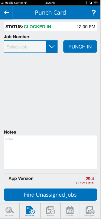 Equipment Manager Mobile App Time Manager Screen