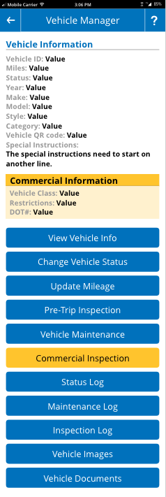 Vehicle Manager Screen Shot
