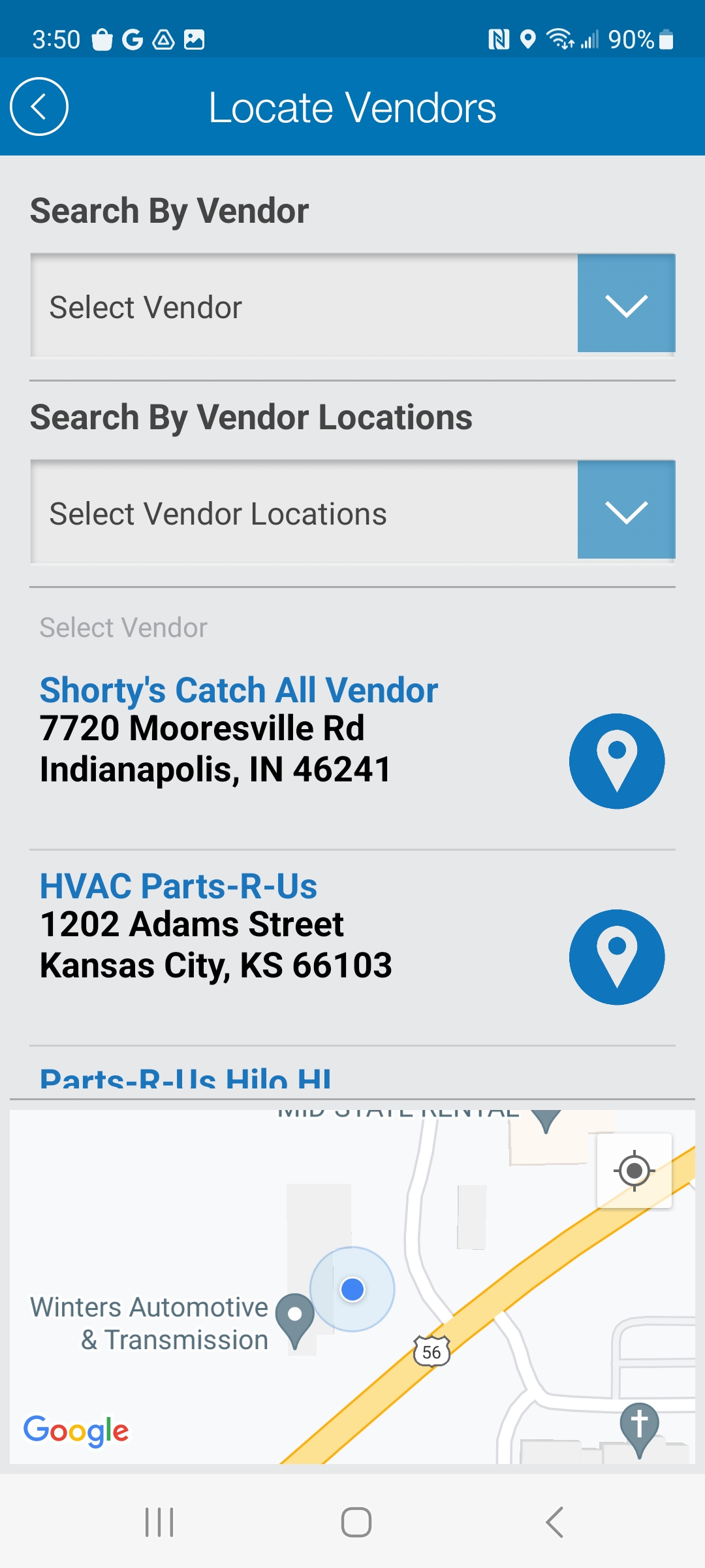 Work Order - Locate Vendors