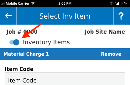 Select Inventory Items Slider
